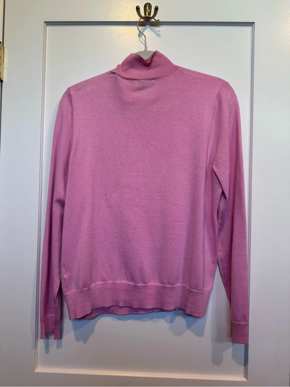 J Crew Pink Button-Shoulder Turtleneck Sweater